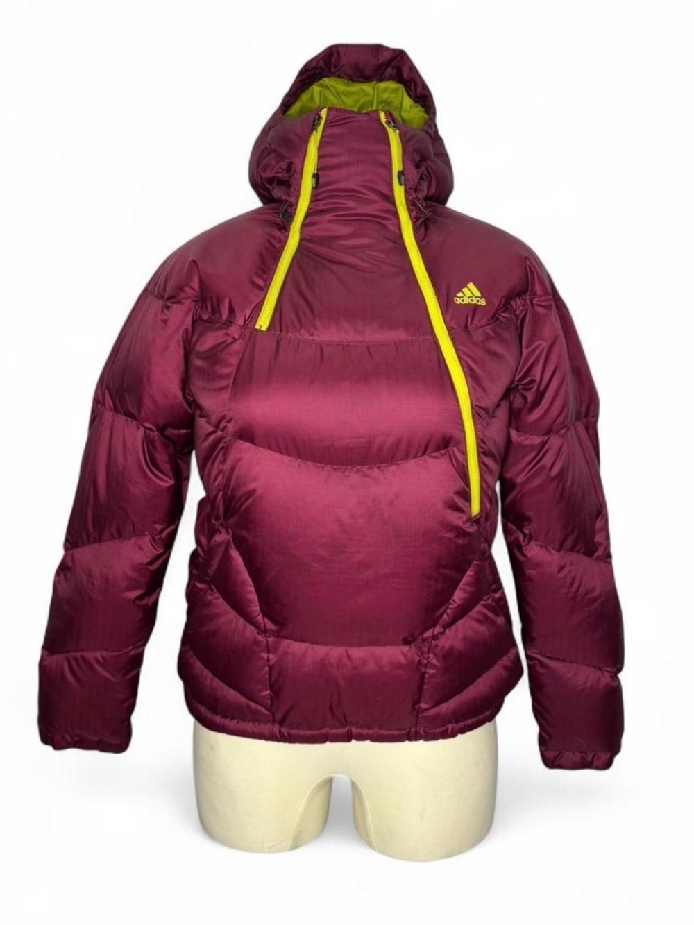 Adidas Outdoor insulated hooded puffer jacket in a burgundy colorway